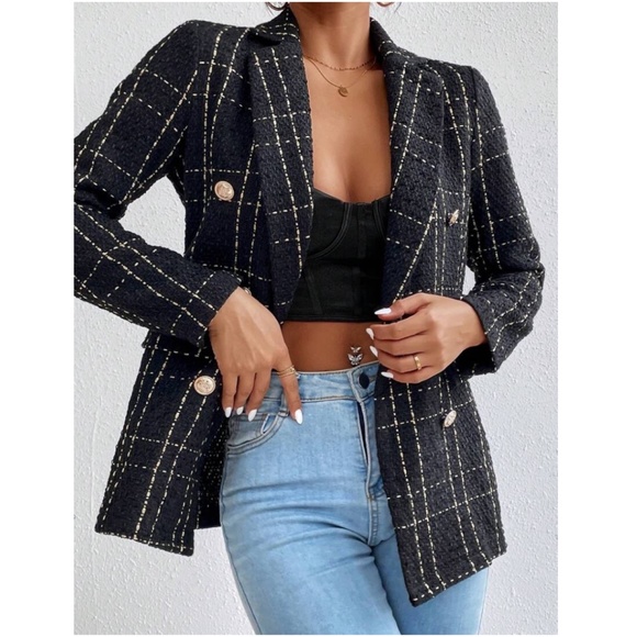 Classic Plaid Button up Tweed Blazer - Picture 5 of 12